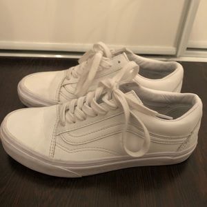White leather vans, size 6.5